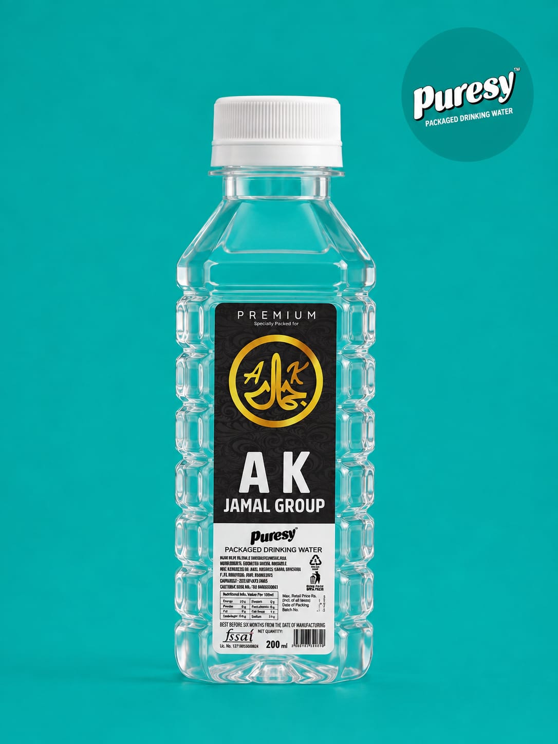 Puresy 200 ml bottle with AK Jamal Group custom label